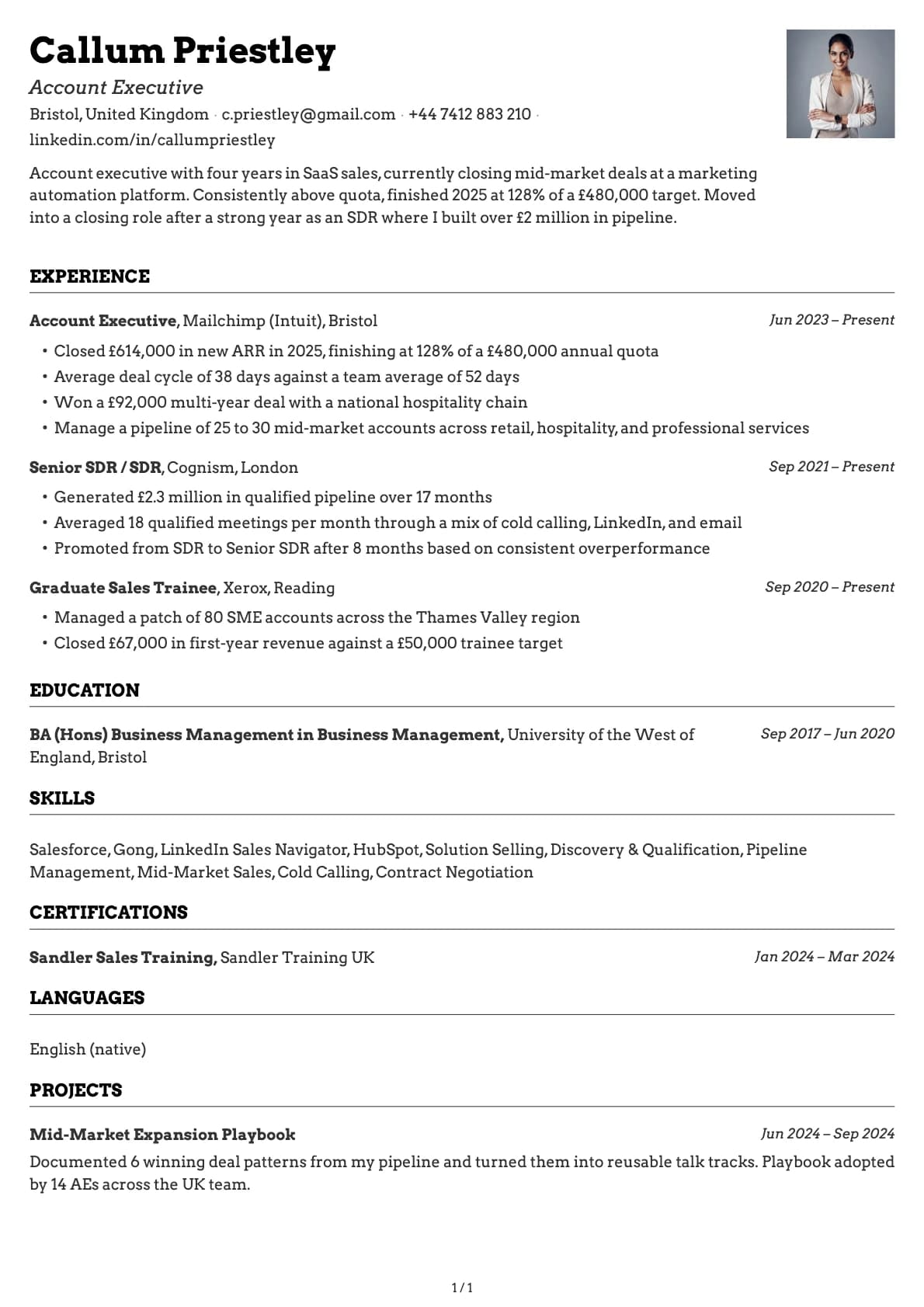 Account Executive resume example