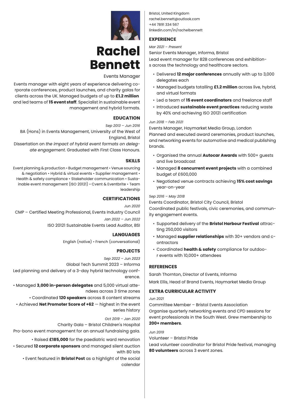 Amber Photo resume template preview