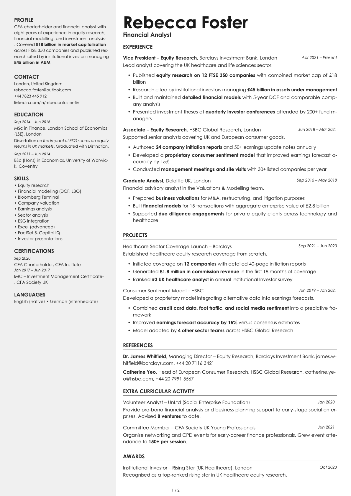 Aurum resume template preview