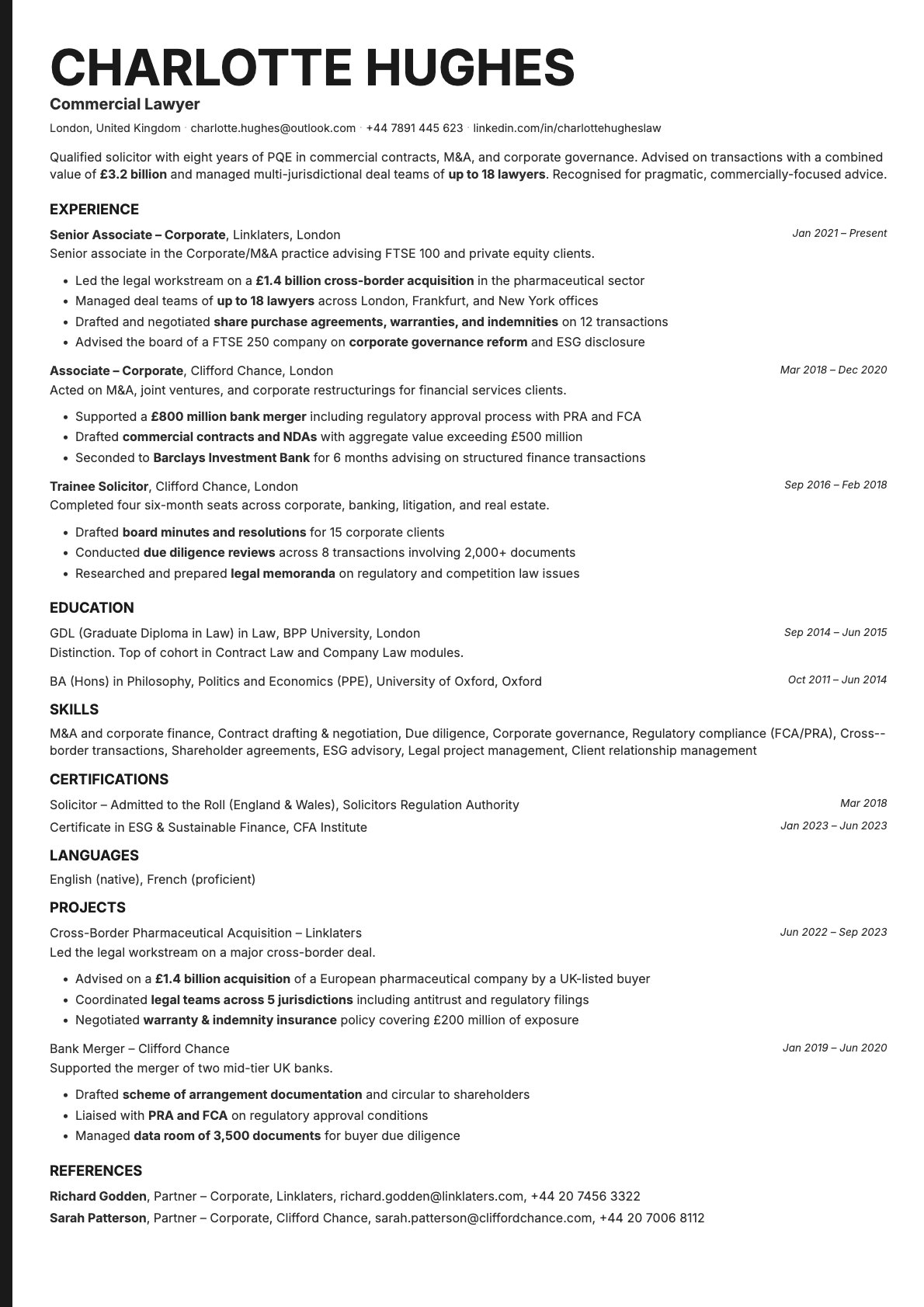 Bold Edge resume template preview