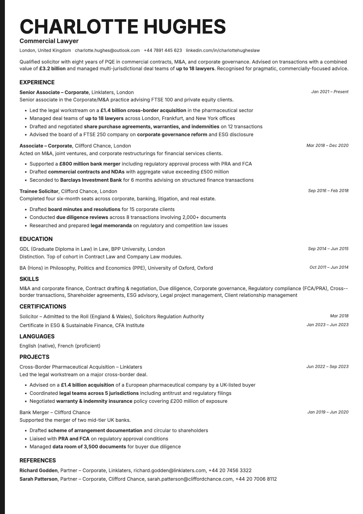 Bold Edge resume template preview
