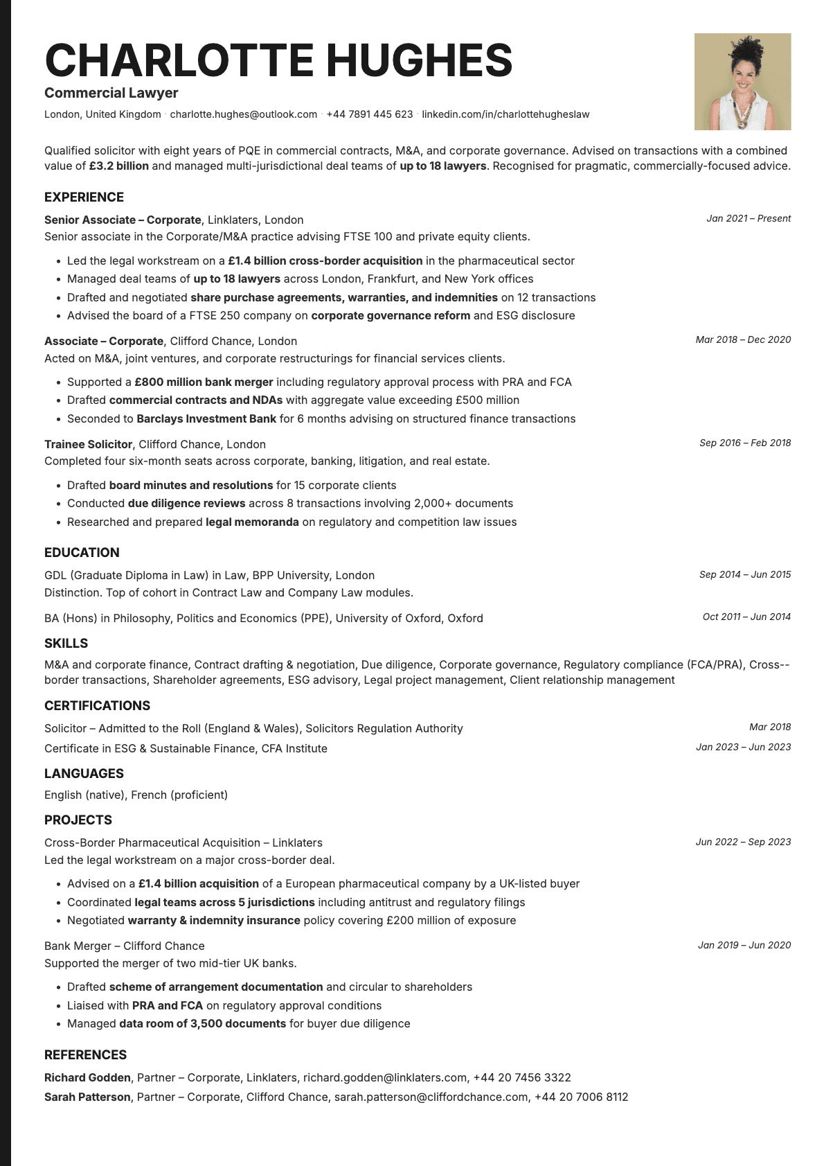 Bold Edge Photo resume template preview