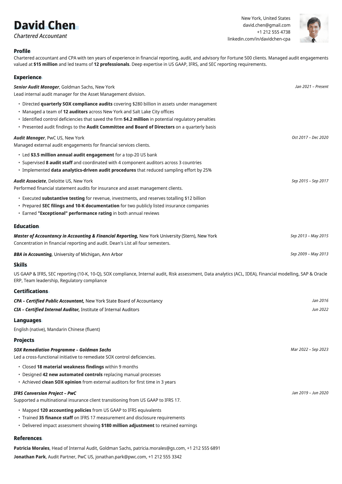 Copper Photo resume template preview