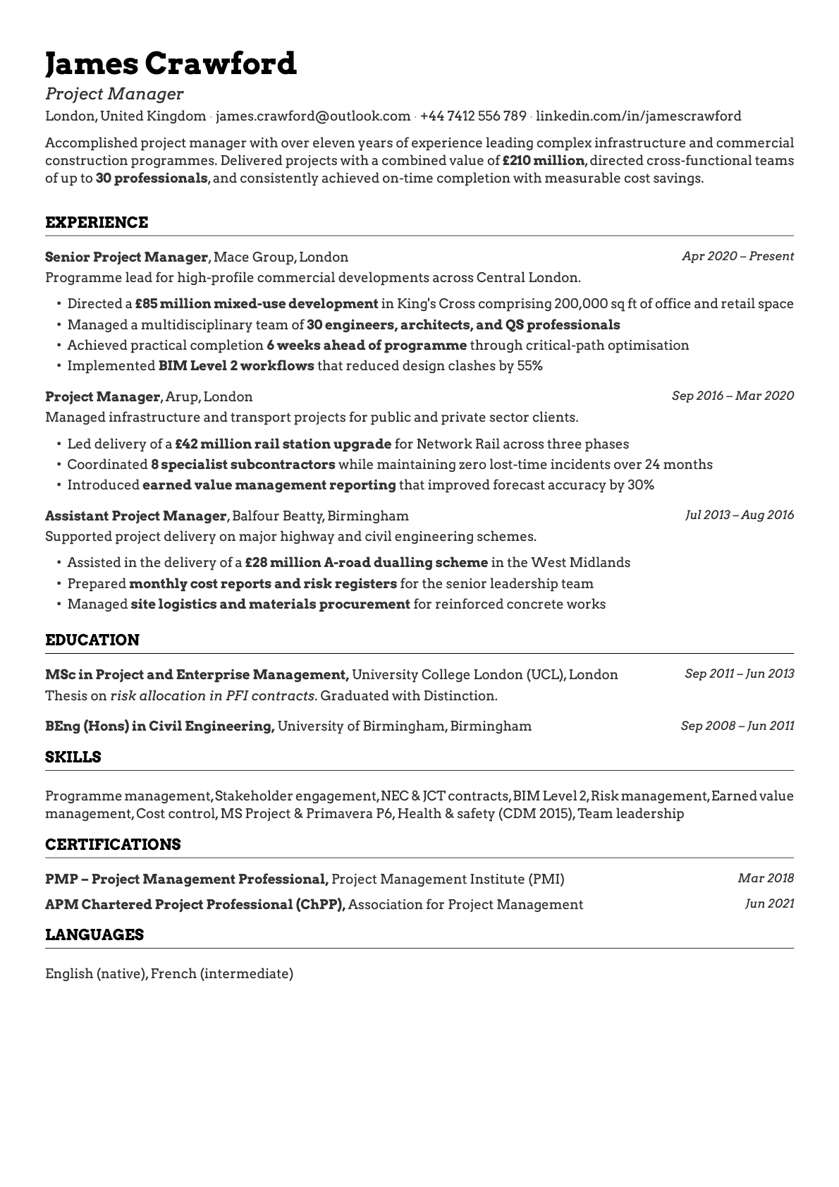 Emerald resume template preview