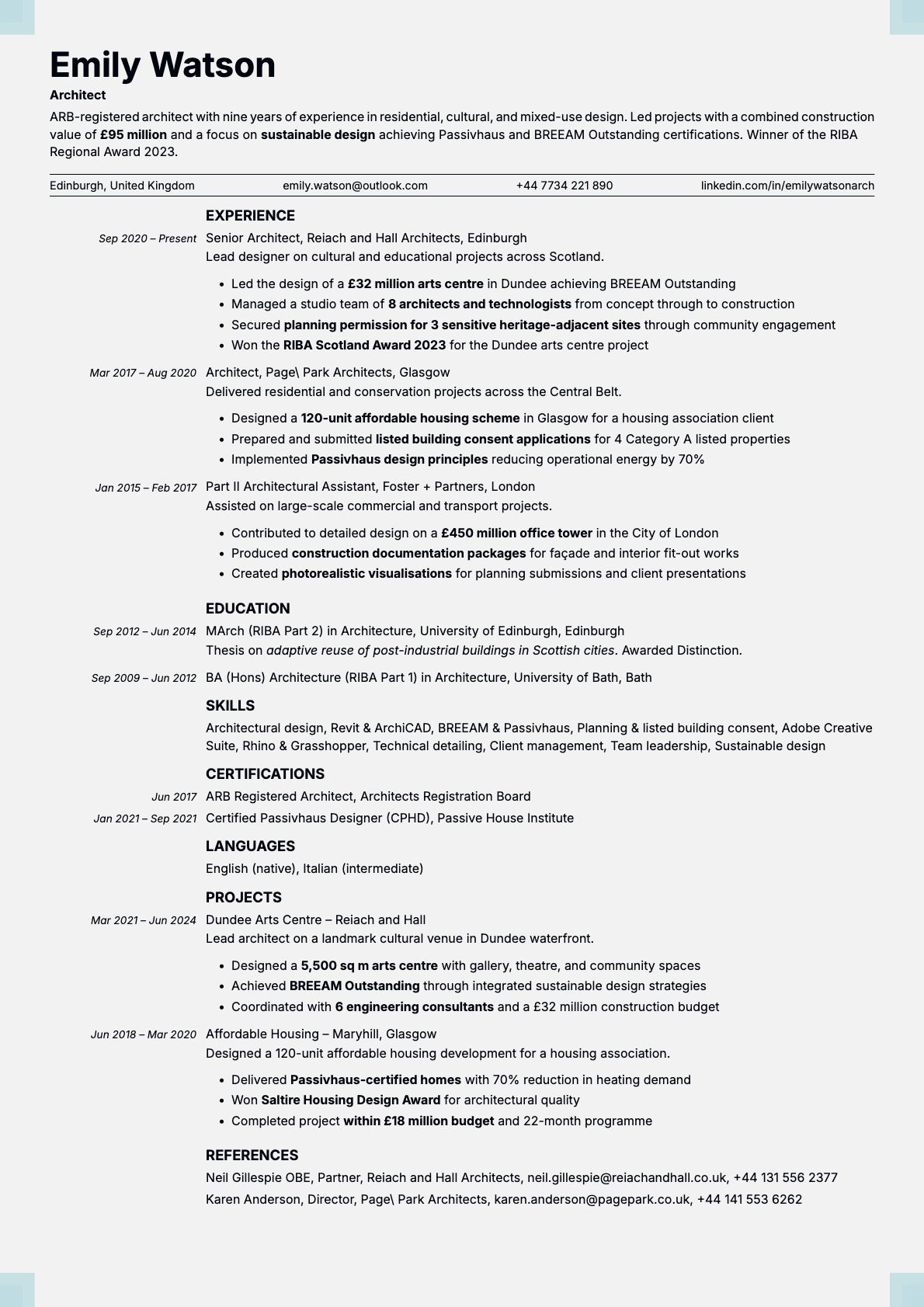 Marble resume template preview