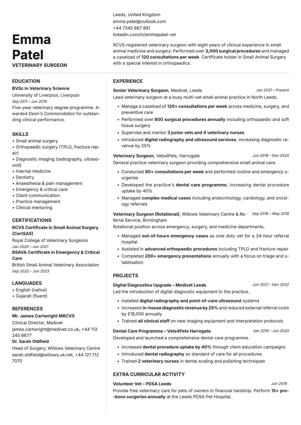 Obsidian resume template preview