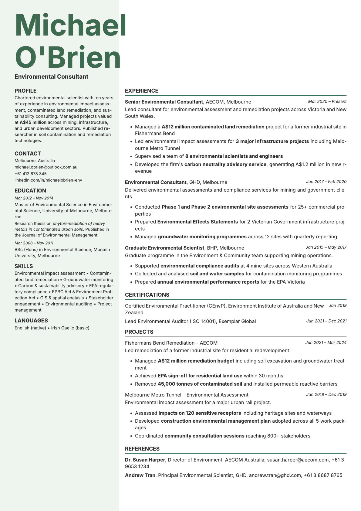 Sage resume template preview