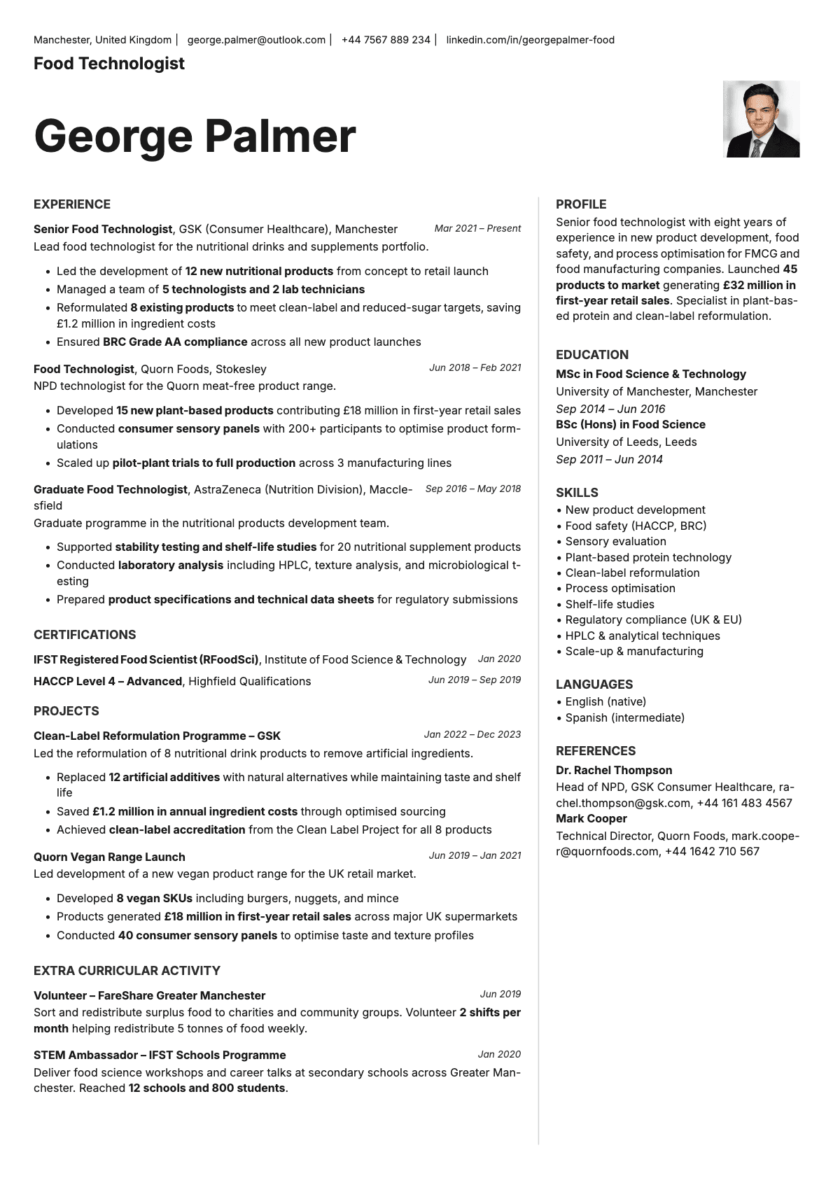 Sapphire Photo resume template preview