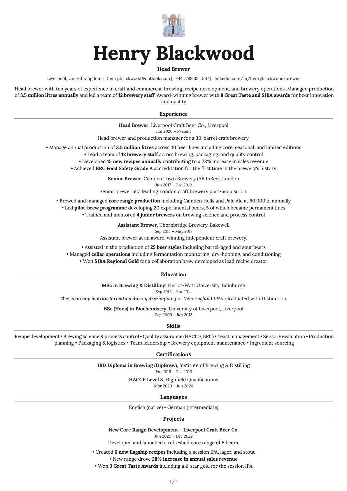 Topaz Photo resume template preview